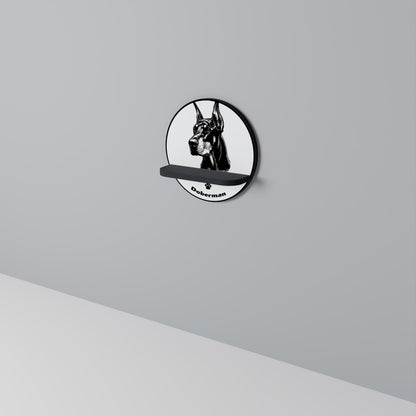 DOBERMAN DOG Mensola Rotonda Decorativa con Finitura Nera
