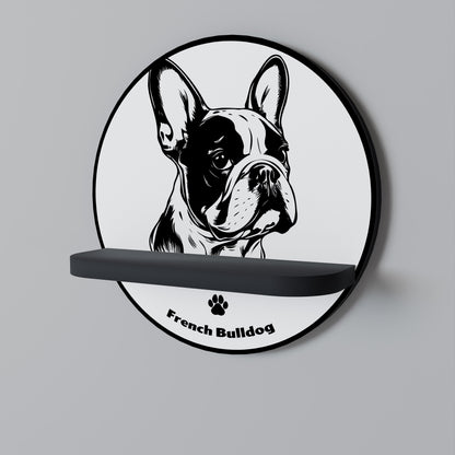 FRENCH BULLDOG Mensola Rotonda Decorativa con Finitura Nera