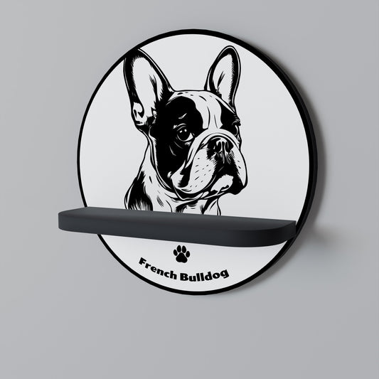 FRENCH BULLDOG Mensola Rotonda Decorativa con Finitura Nera