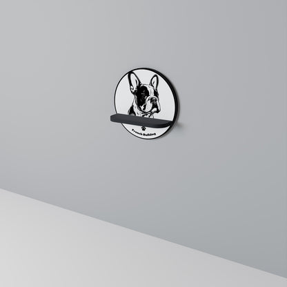 FRENCH BULLDOG Mensola Rotonda Decorativa con Finitura Nera
