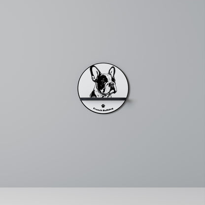 FRENCH BULLDOG Mensola Rotonda Decorativa con Finitura Nera