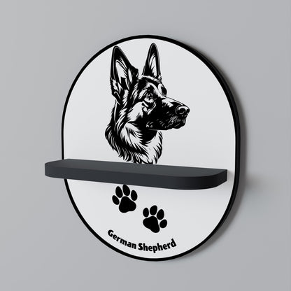 GERMAN SHEPARD Oval Art Shelf In Black Finish