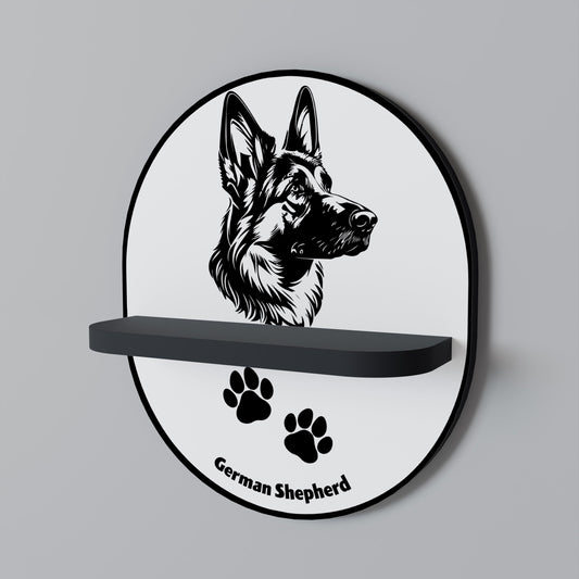 GERMAN SHEPARD Oval Art Shelf In Black Finish
