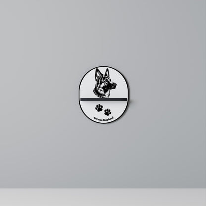 GERMAN SHEPARD Oval Art Shelf In Black Finish