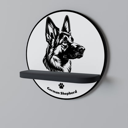 GERMAN SHEPARD Mensola Rotonda Decorativa con Finitura Nera