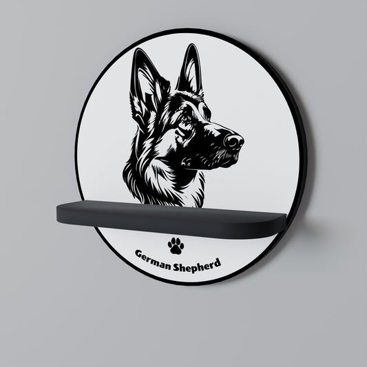 GERMAN SHEPARD Mensola Rotonda Decorativa con Finitura Nera