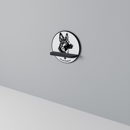 GERMAN SHEPARD Mensola Rotonda Decorativa con Finitura Nera