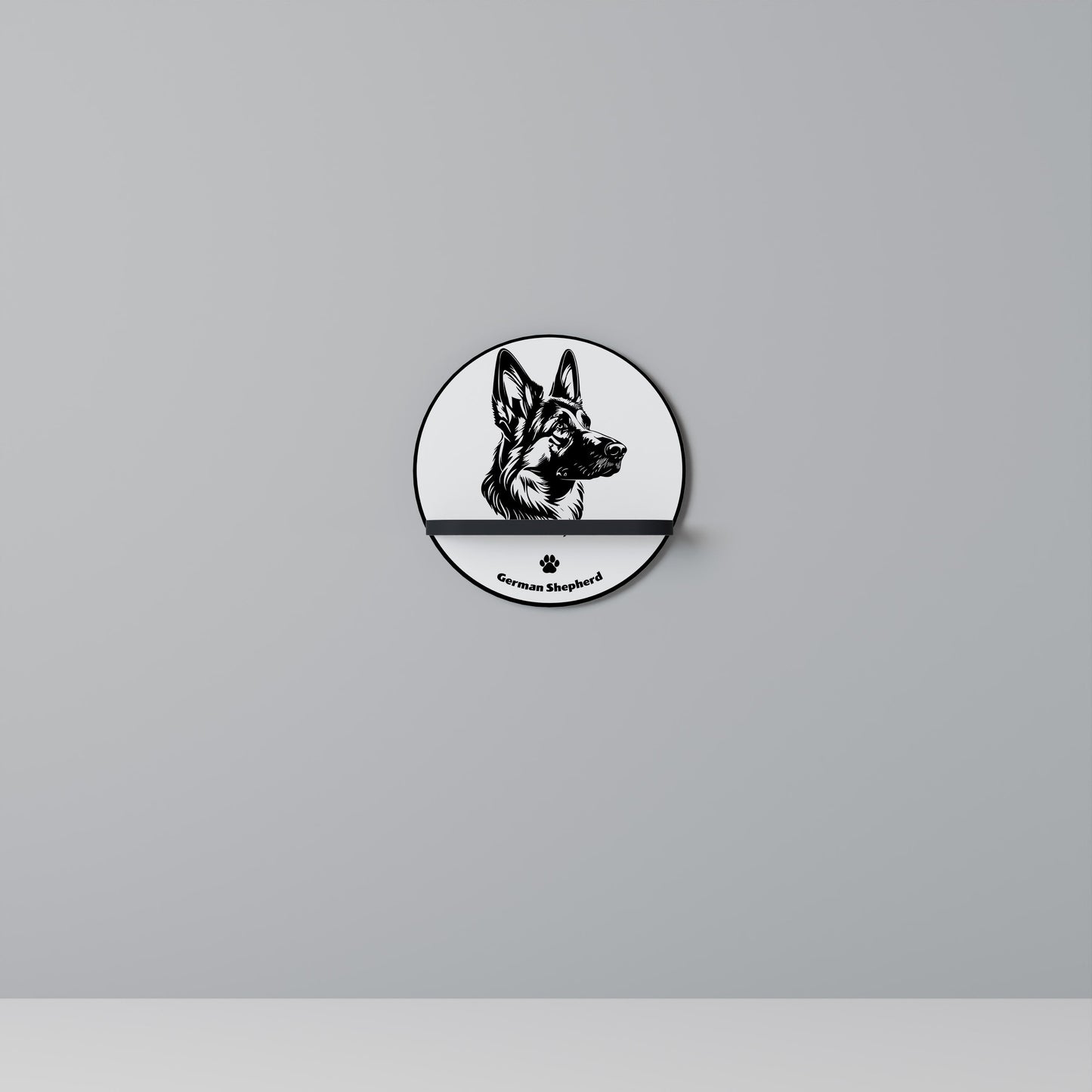 GERMAN SHEPARD Mensola Rotonda Decorativa con Finitura Nera