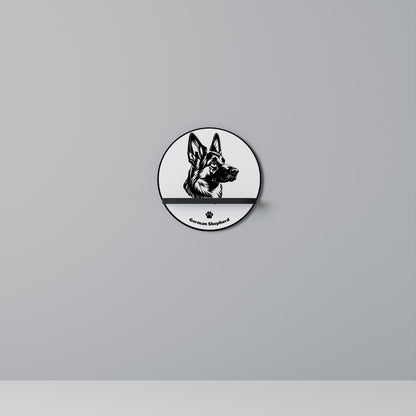 GERMAN SHEPARD Mensola Rotonda Decorativa con Finitura Nera