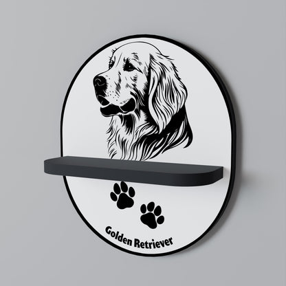 GOLDEN RETRIEVER Oval Art Shelf In Black Finish