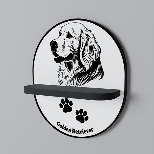 GOLDEN RETRIEVER Oval Art Shelf In Black Finish