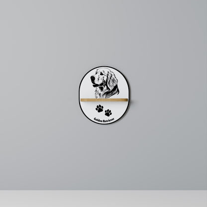 GOLDEN RETRIEVER Mensola Ovale Decorativa in Effetto Rovere