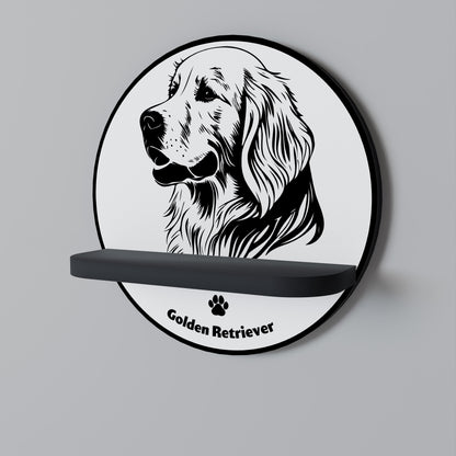 GOLDEN RETRIEVER Mensola Rotonda Decorativa con Finitura Nera