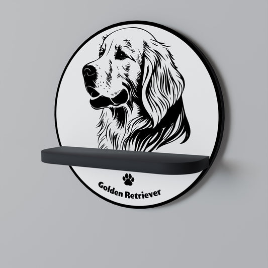 GOLDEN RETRIEVER Mensola Rotonda Decorativa con Finitura Nera