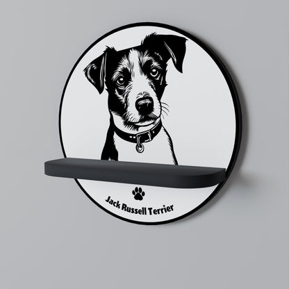 JACK RUSSEL TERRIER Mensola Rotonda Decorativa con Finitura Nera