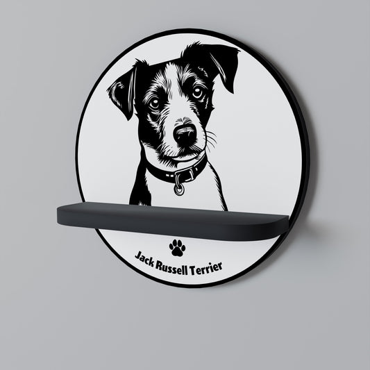 JACK RUSSEL TERRIER Mensola Rotonda Decorativa con Finitura Nera