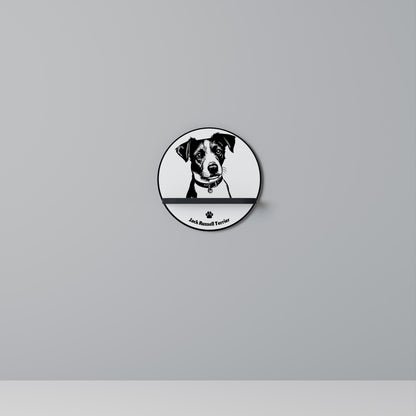 JACK RUSSEL TERRIER Mensola Rotonda Decorativa con Finitura Nera