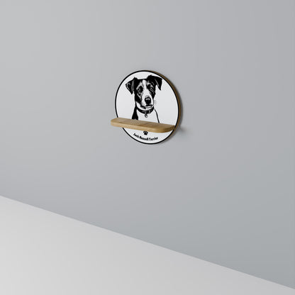 JACK RUSSEL TERRIER Round Art Shelf In Oak Effect