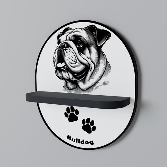 BULLDOG DOG Oval Art Shelf In Black Finish