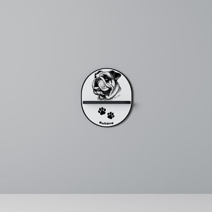 BULLDOG DOG Oval Art Shelf In Black Finish