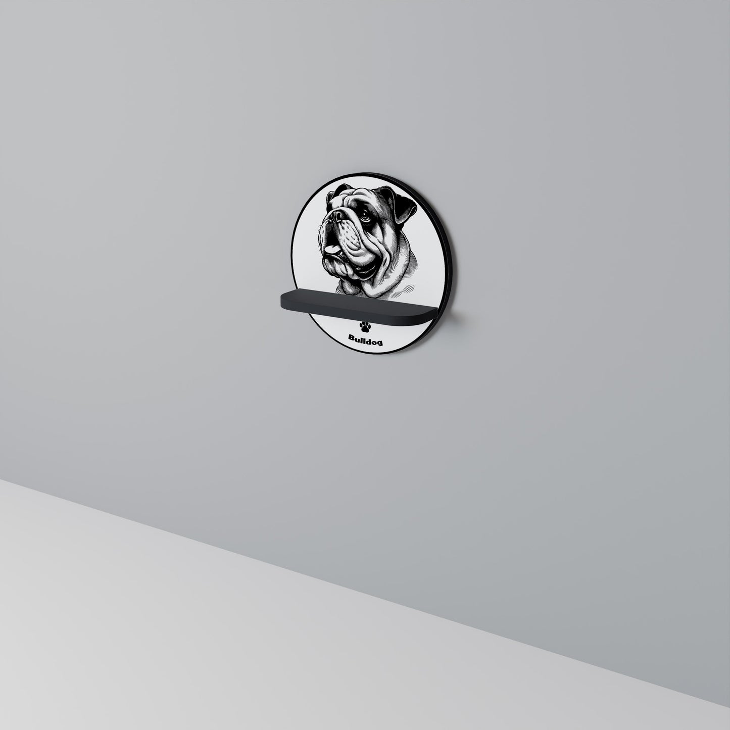 BULLDOG DOG Mensola Rotonda Decorativa con Finitura Nera