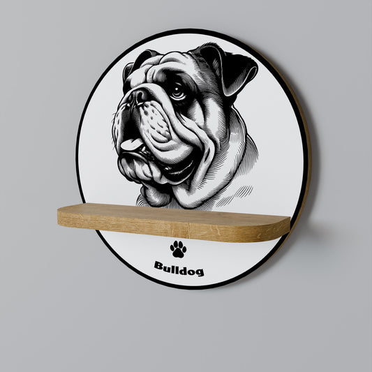BULLDOG DOG Mensola Rotonda Decorativa in Effetto Rovere