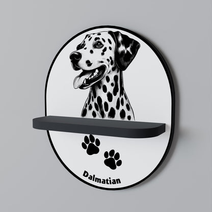 DALMATIAN DOG Oval Art Shelf In Black Finish