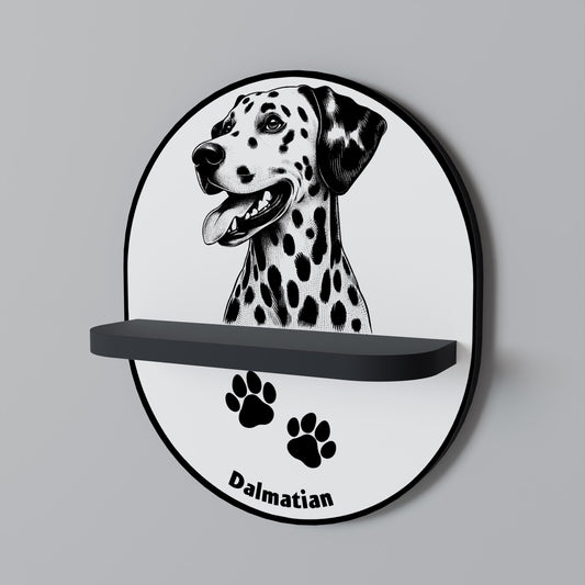 DALMATIAN DOG Oval Art Shelf In Black Finish