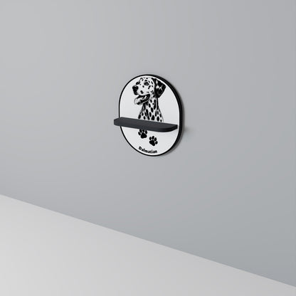 DALMATIAN DOG Oval Art Shelf In Black Finish