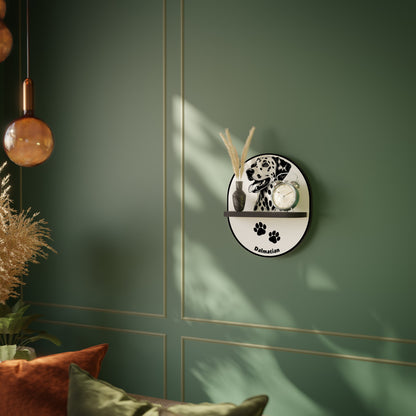 DALMATIAN DOG Oval Art Shelf In Black Finish
