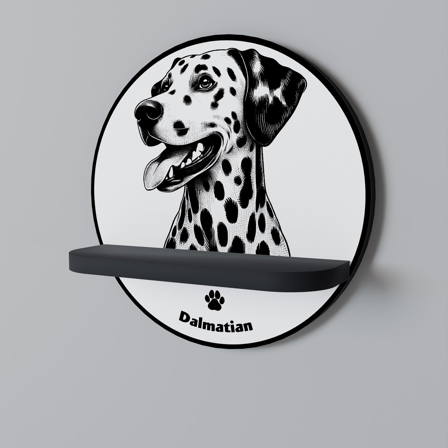 DALMATIAN DOG Mensola Rotonda Decorativa con Finitura Nera