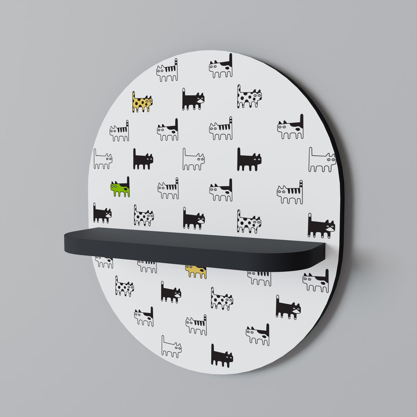 CATS COMPILATION Oval Art Shelf In Black Finish