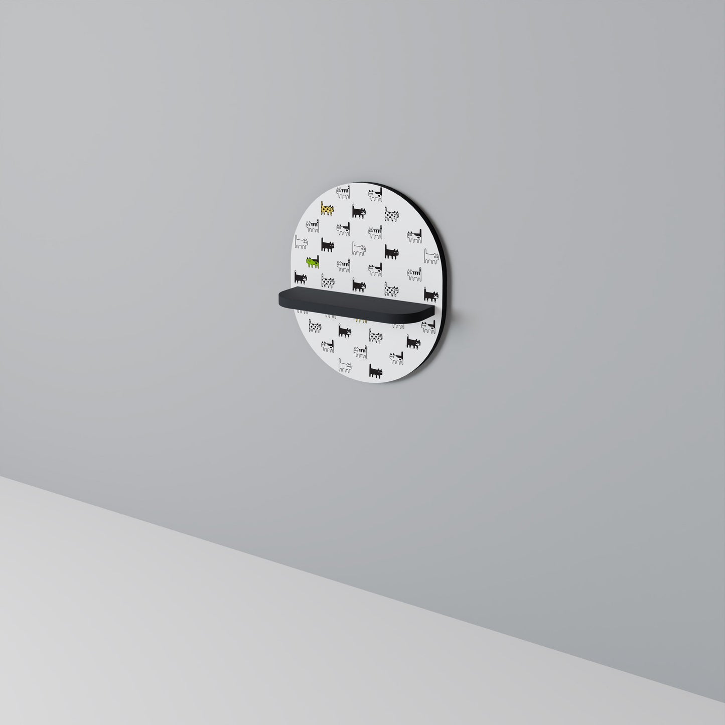 CATS COMPILATION Oval Art Shelf In Black Finish