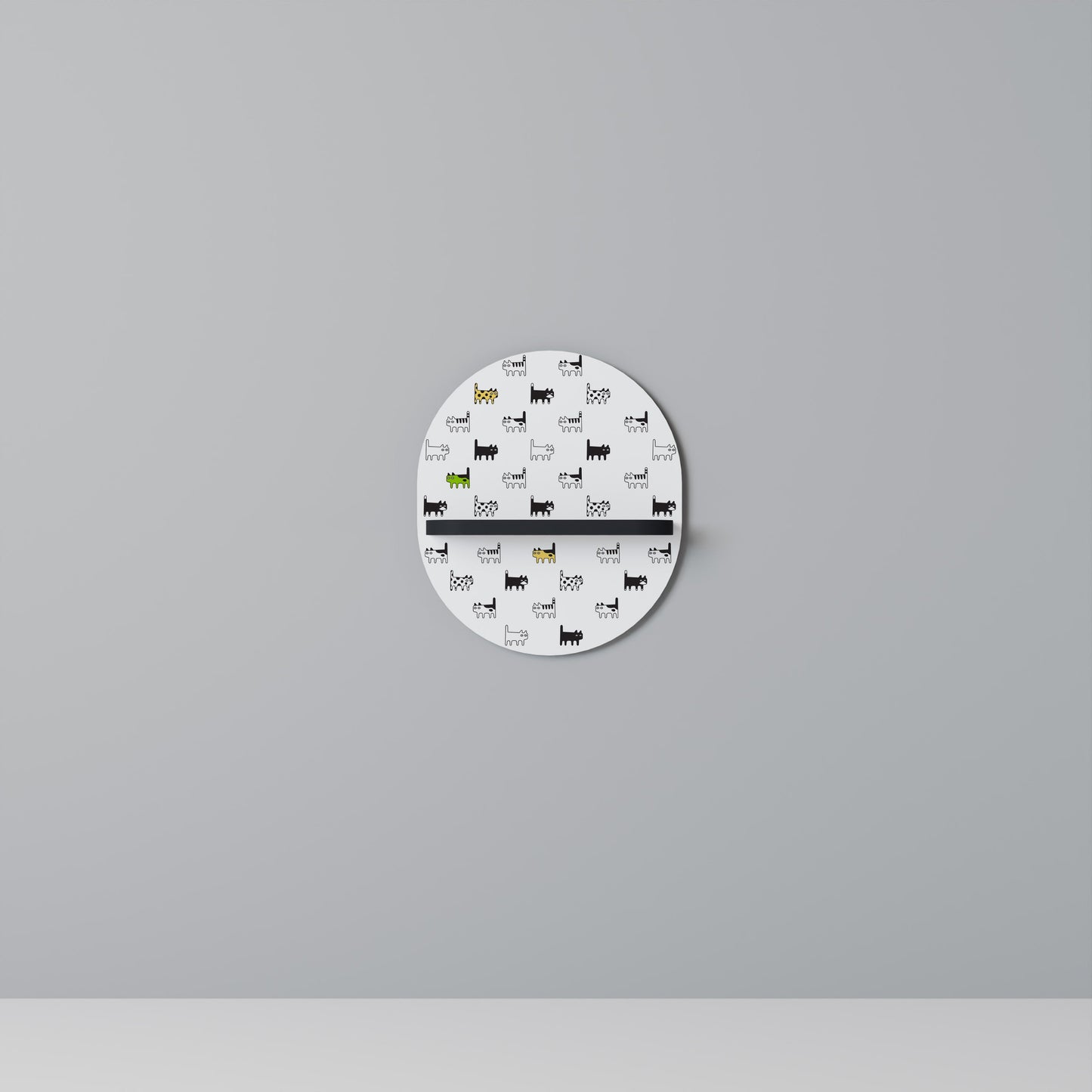 CATS COMPILATION Oval Art Shelf In Black Finish