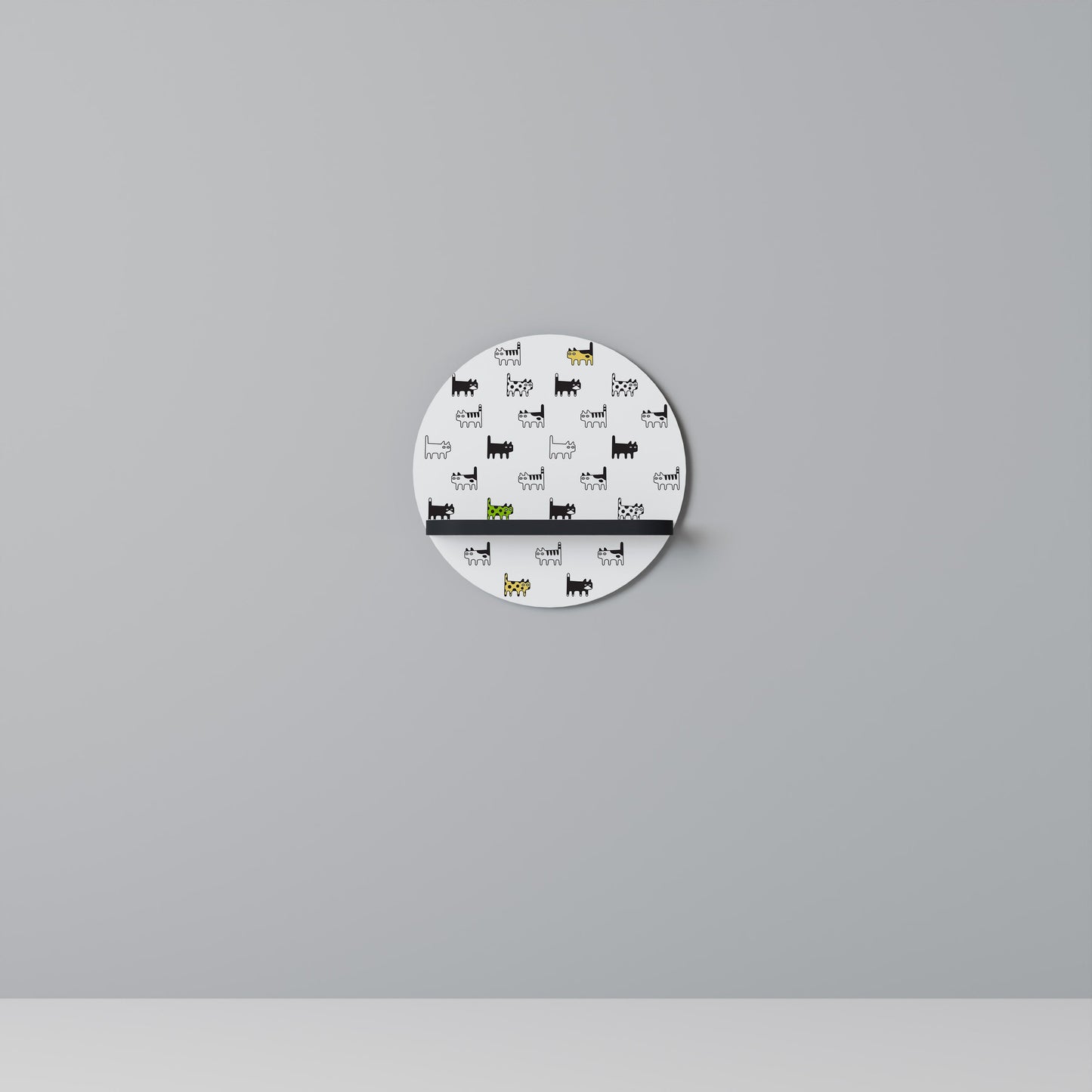 CATS COMPILATION Mensola Rotonda Decorativa con Finitura Nera