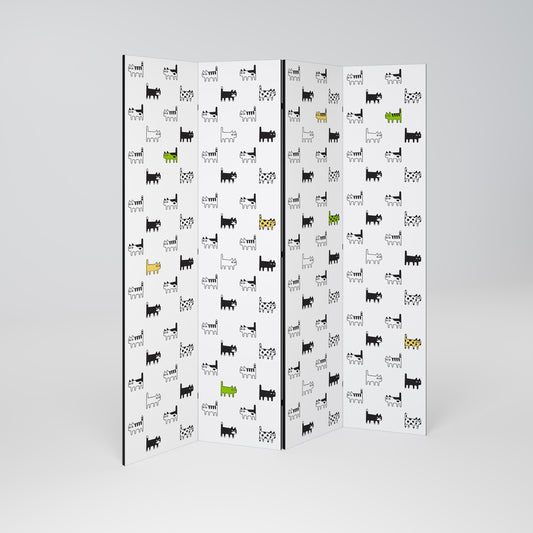 CATS COMPILATION Decorative 4-Panel Room Divider