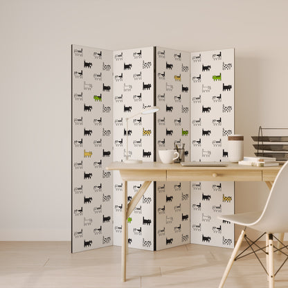 CATS COMPILATION Divisorio decorativo per ambienti a 4 pannelli