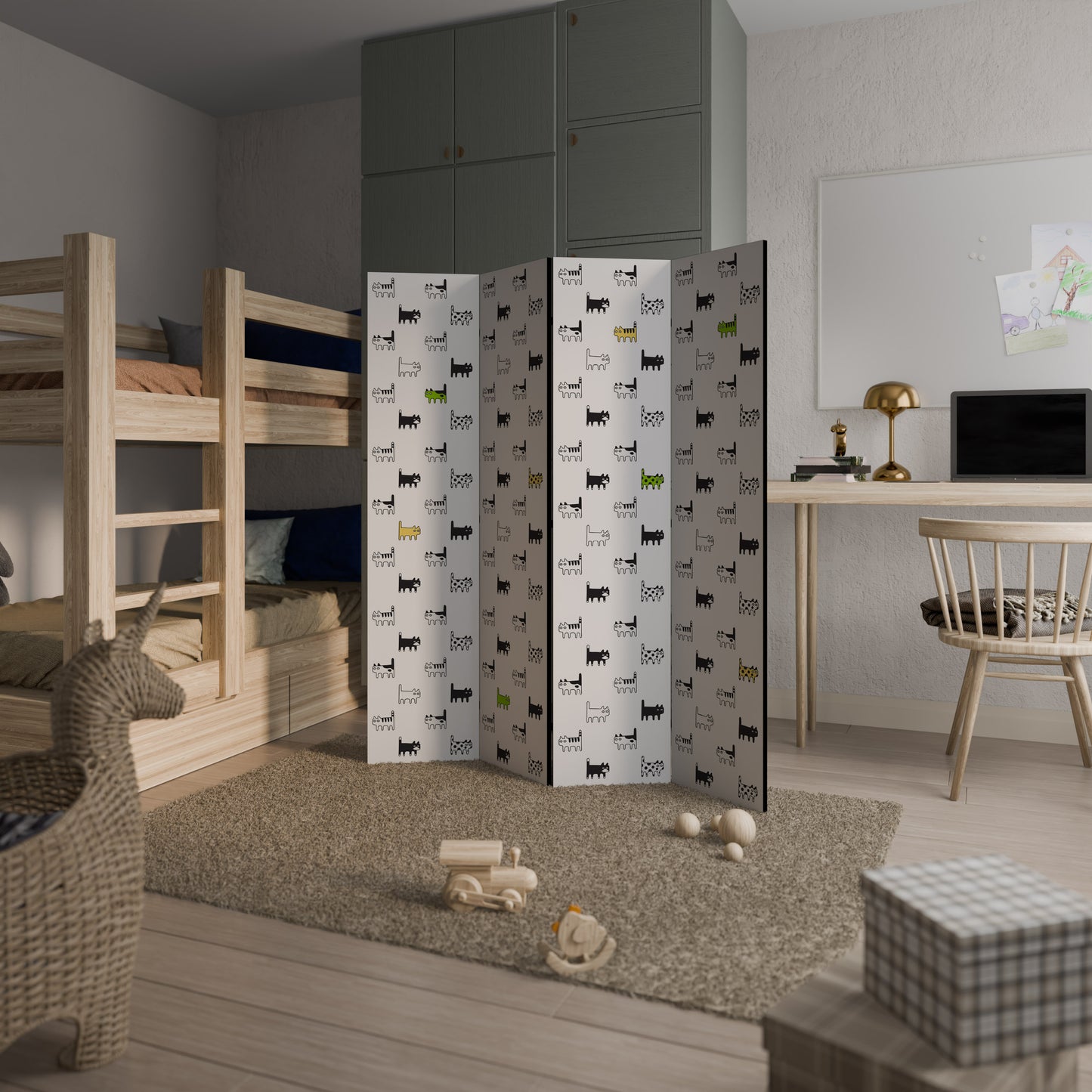 CATS COMPILATION Divisorio decorativo per ambienti a 4 pannelli