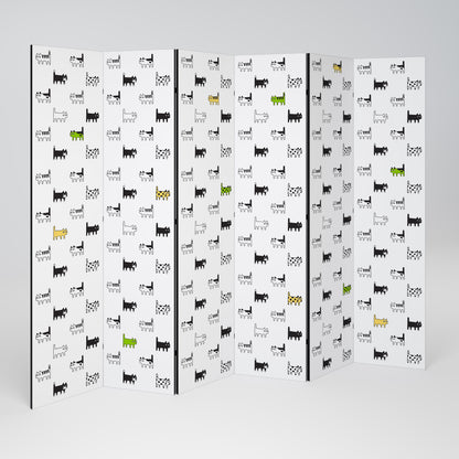 CATS COMPILATION Divisorio decorativo per ambienti a 6 pannelli