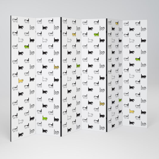 CATS COMPILATION Decorative 6-Panel Room Divider