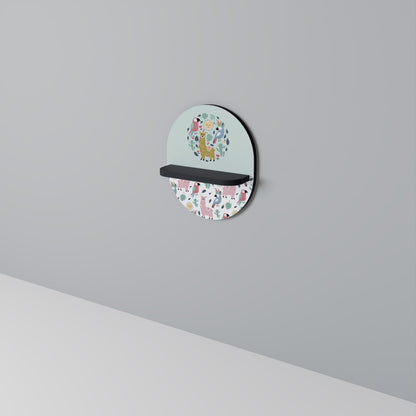 COLORFUL ALPACAS Oval Art Shelf In Black Finish