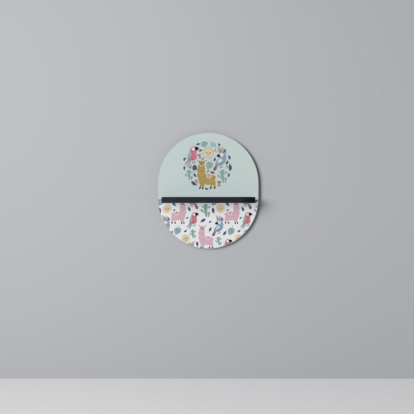 COLORFUL ALPACAS Oval Art Shelf In Black Finish