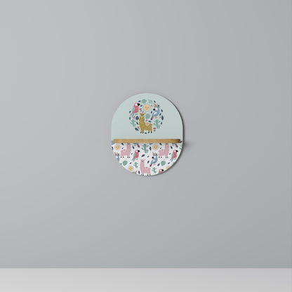 COLORFUL ALPACAS Oval Art Shelf In Oak Effect
