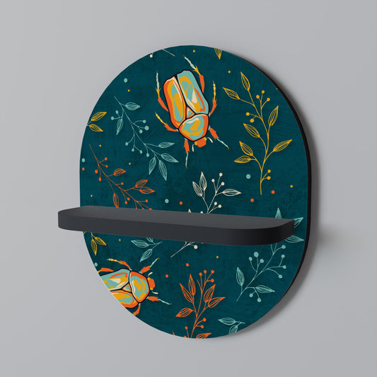 AUTUMN INSECTS Oval Art Shelf In Black Finish