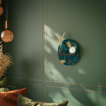 AUTUMN INSECTS Oval Art Shelf In Black Finish