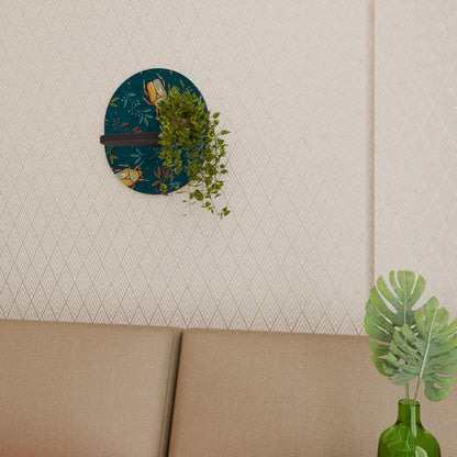 AUTUMN INSECTS Oval Art Shelf In Black Finish