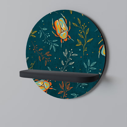 AUTUMN INSECTS Mensola Rotonda Decorativa con Finitura Nera