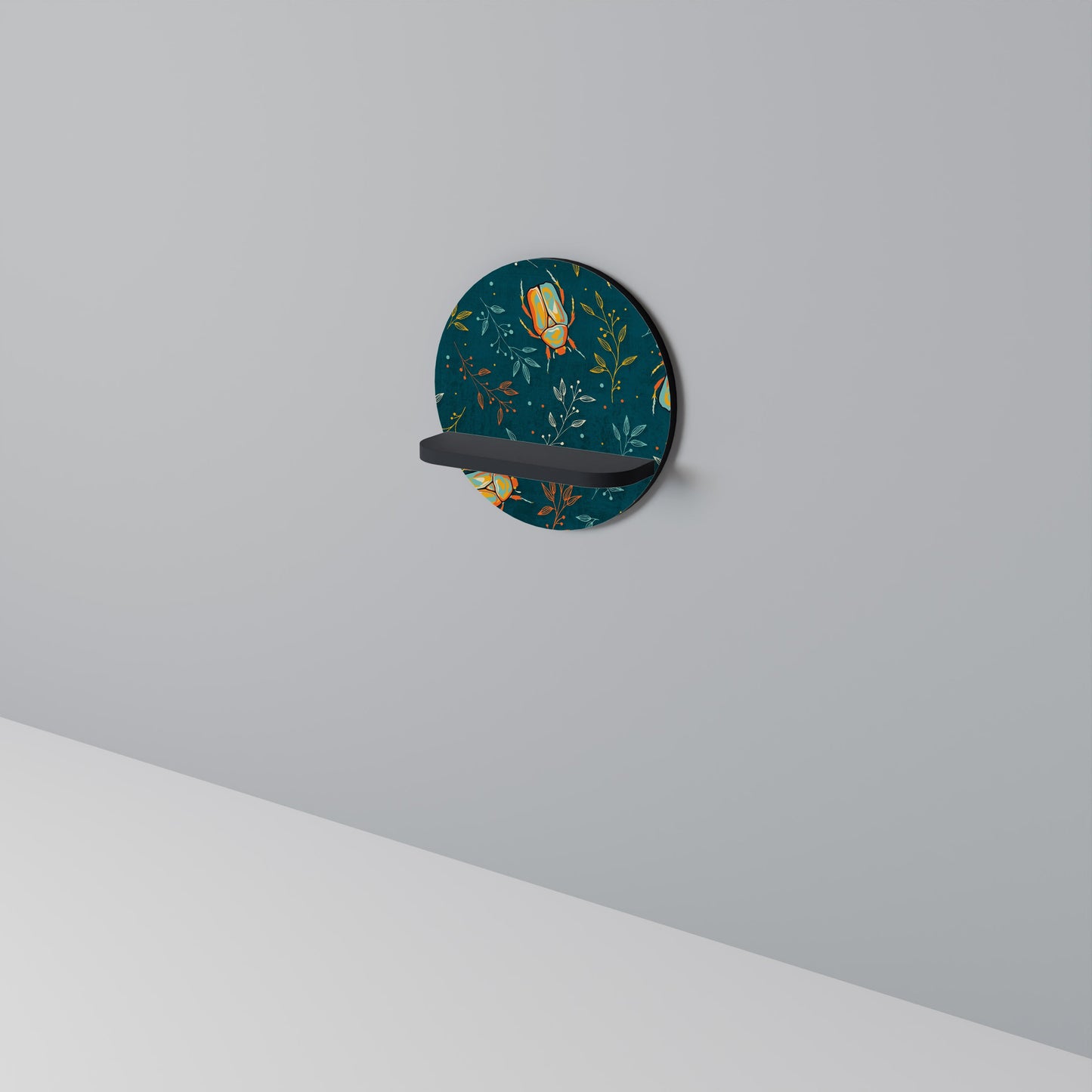 AUTUMN INSECTS Mensola Rotonda Decorativa con Finitura Nera