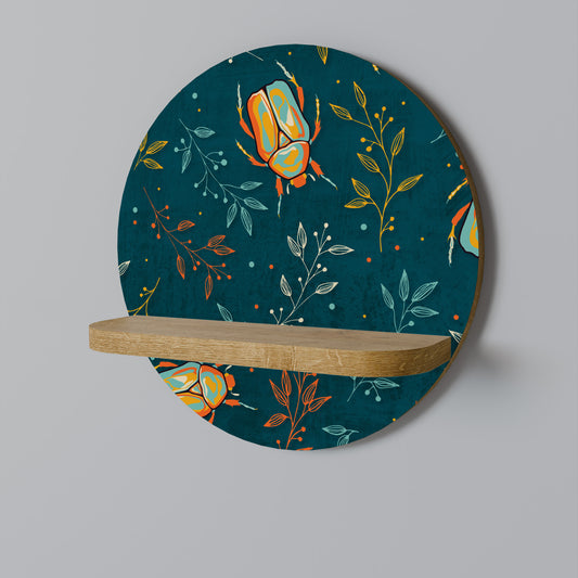 AUTUMN INSECTS Mensola Rotonda Decorativa in Effetto Rovere