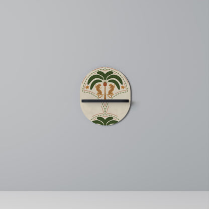 DANCING PREDATORS Oval Art Shelf In Black Finish